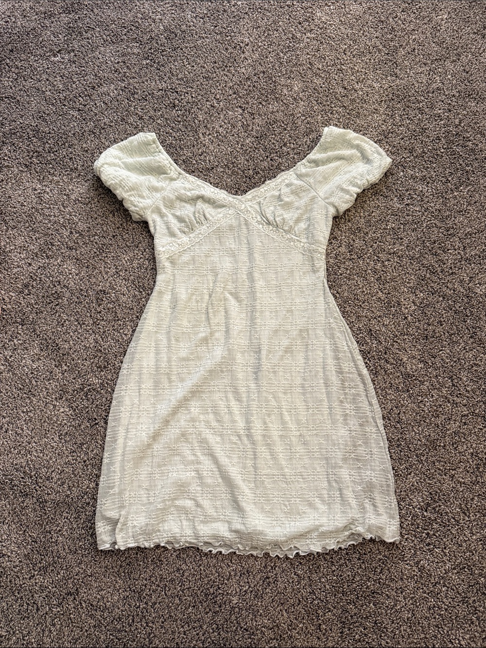 Ice blue Mini Dress with Puff Sleeves and lining.